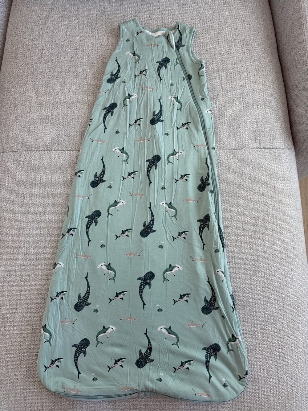 Kyte BABY Mint Green Shark & Whale Sleep Sack - Large 1.0 tog